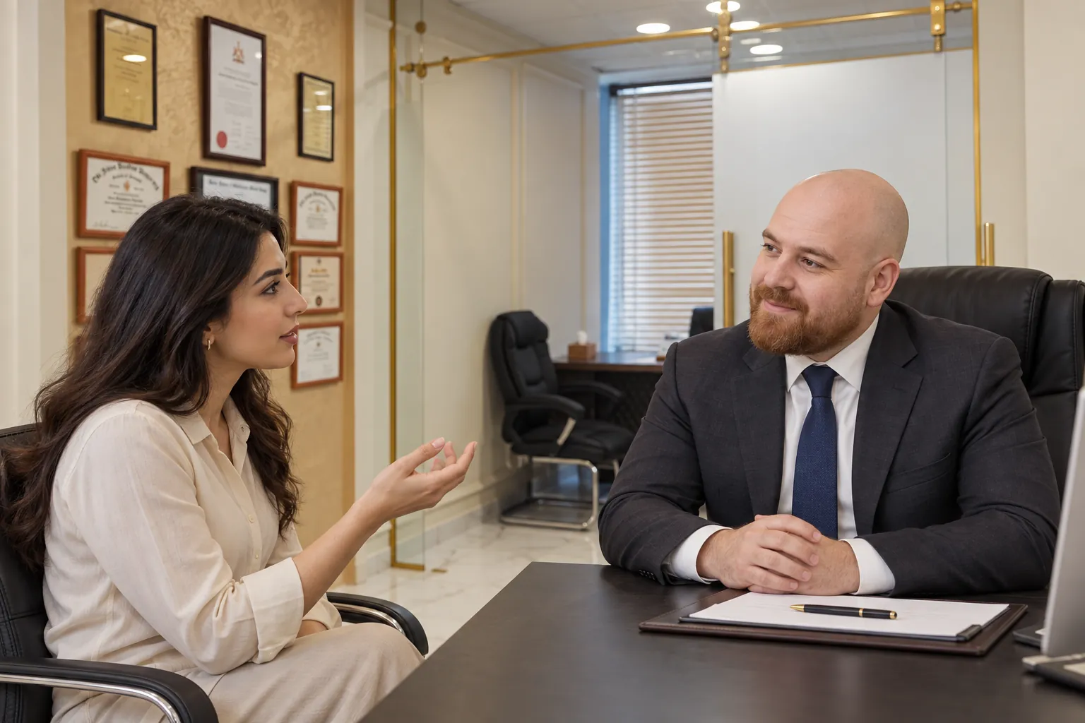 Illustrative rhinoplasty consultation with Dr. Anas Abdullah, based on his portrait and clinic photographs